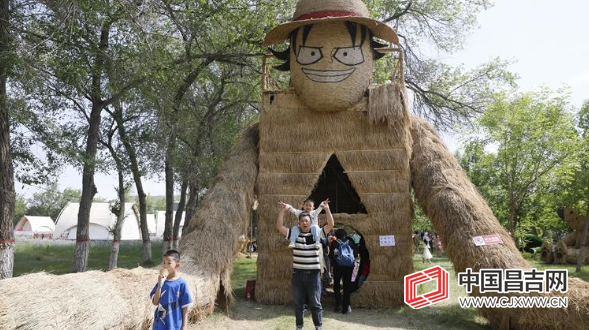 到新疆农博园看巨型稻草人